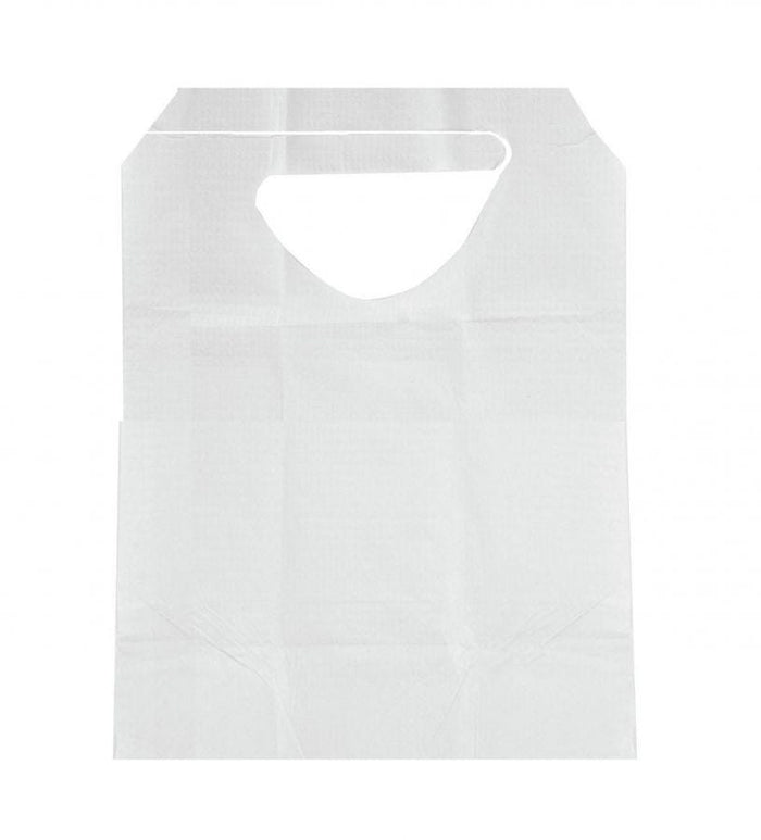Medline Disposable Slip-On Adult Bibs White 16" x 33" Case of 300 49023100