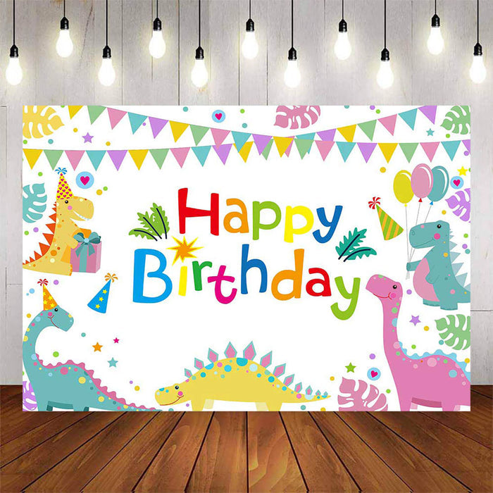 Mocsicka Cartoon Dinosaurs Happy Birthday Decor Back Drops-Mocsicka Party