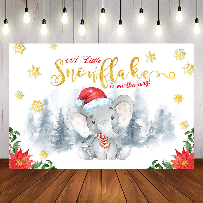 Mocsicka Gold Snowflakes Little Elephant and Forest Baby Shower Decor Props-Mocsicka Party