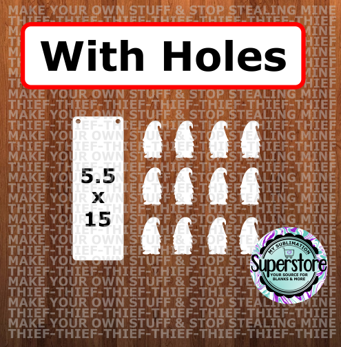 New gnome interchangeable bundle 13pc  - WITH holes - Wall Hanger  - Sublimation Blank