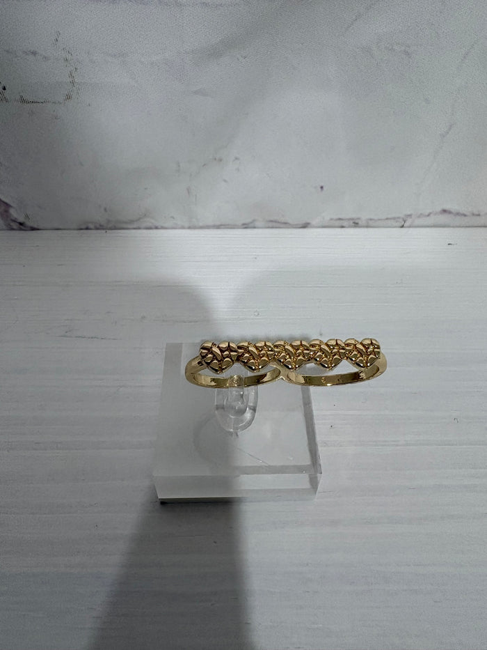 Nugget Heart Double Finger Ring
