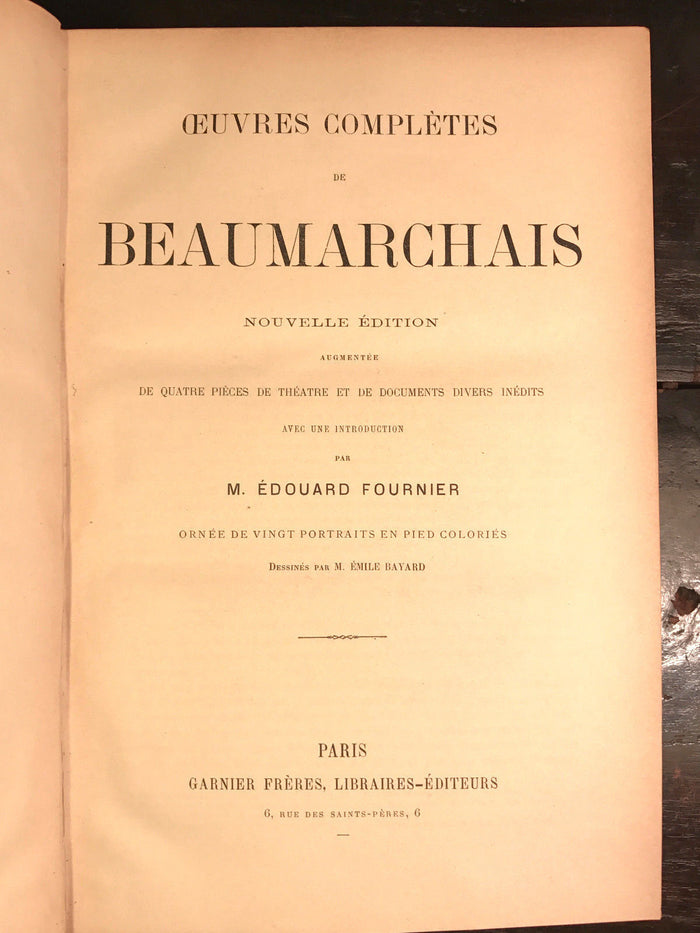 OEUVRES DE BEAUMARCHAIS, FOURNIER 20 HANDCOLORED PLATES FRENCH COMEDY DRAMA 1880