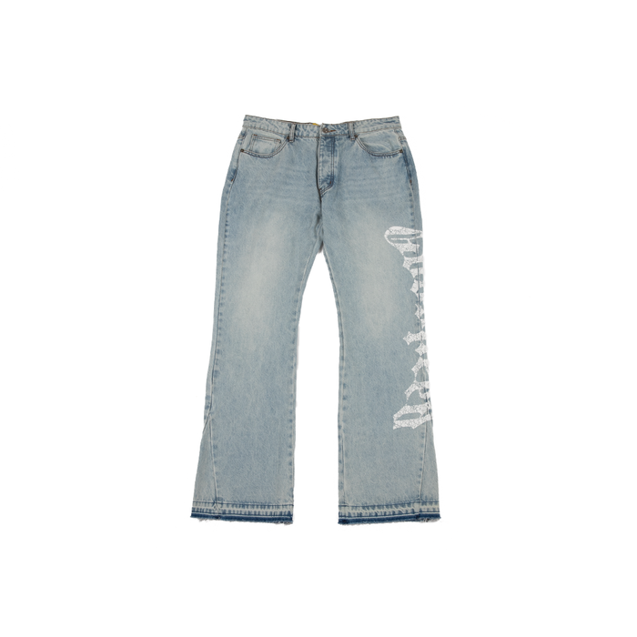 OG Logo Flared Denim Printed 'Blue Wash'