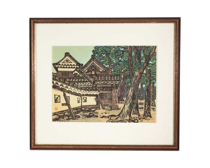 Okiie Hashimoto "Castle Walls No. 5" Japanese Woodblock Print