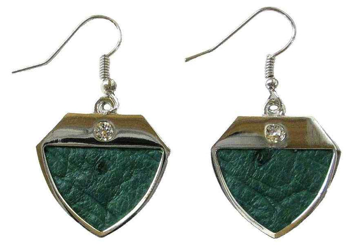 Ostrich Leather Earring - Brilliant Green