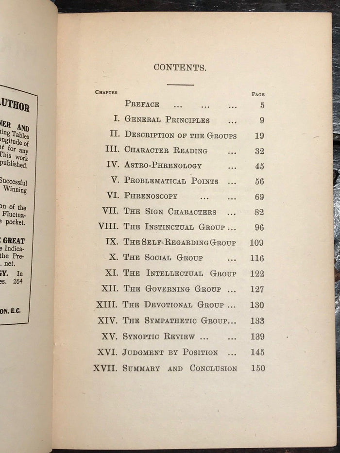 PHRENOSCOPY: A SYSTEM OF ASTRO PHRENOLOGY by SEPHARIAL - 1st/1st 1914 OCCULT