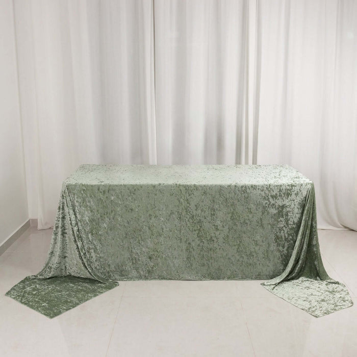 Green velvet tablecloth draped elegantly on a table