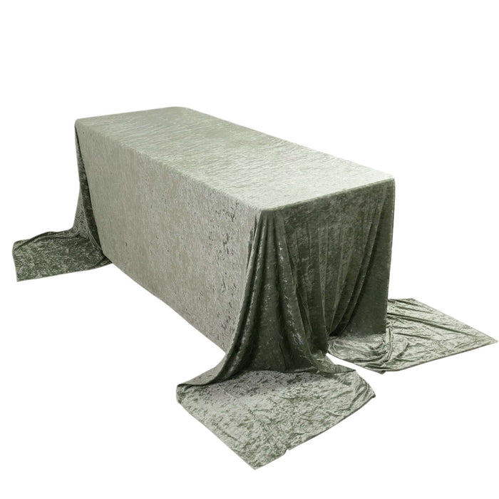 Green velvet tablecloth with elegant draping