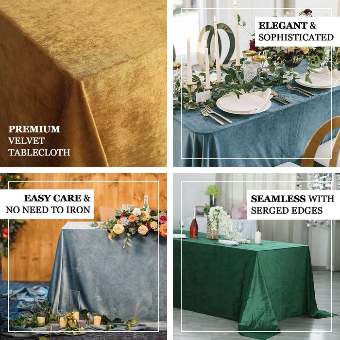 Premium velvet tablecloth in elegant, sophisticated settings with easy care features.