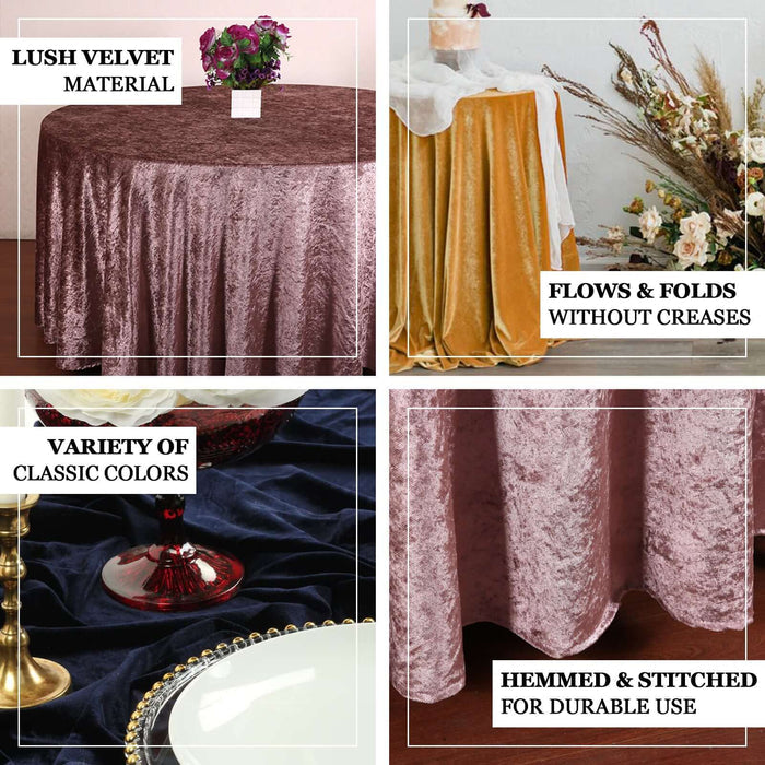 Lush velvet tablecloth in various colors, showcasing elegant drapes and textures.