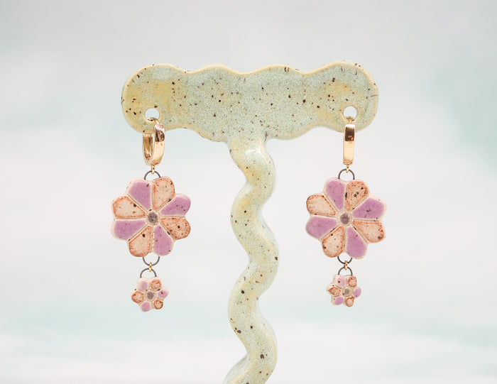 Purple Daisy Earrings