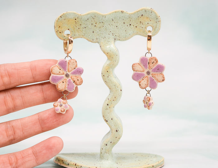 Purple Daisy Earrings