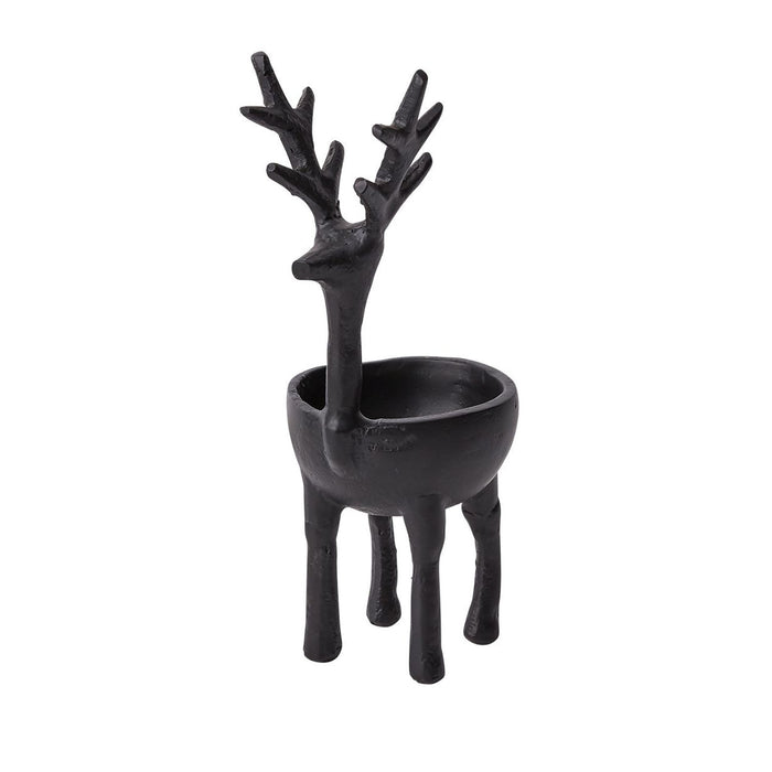 Reindeer Cast Metal Decorative Bowl, Black