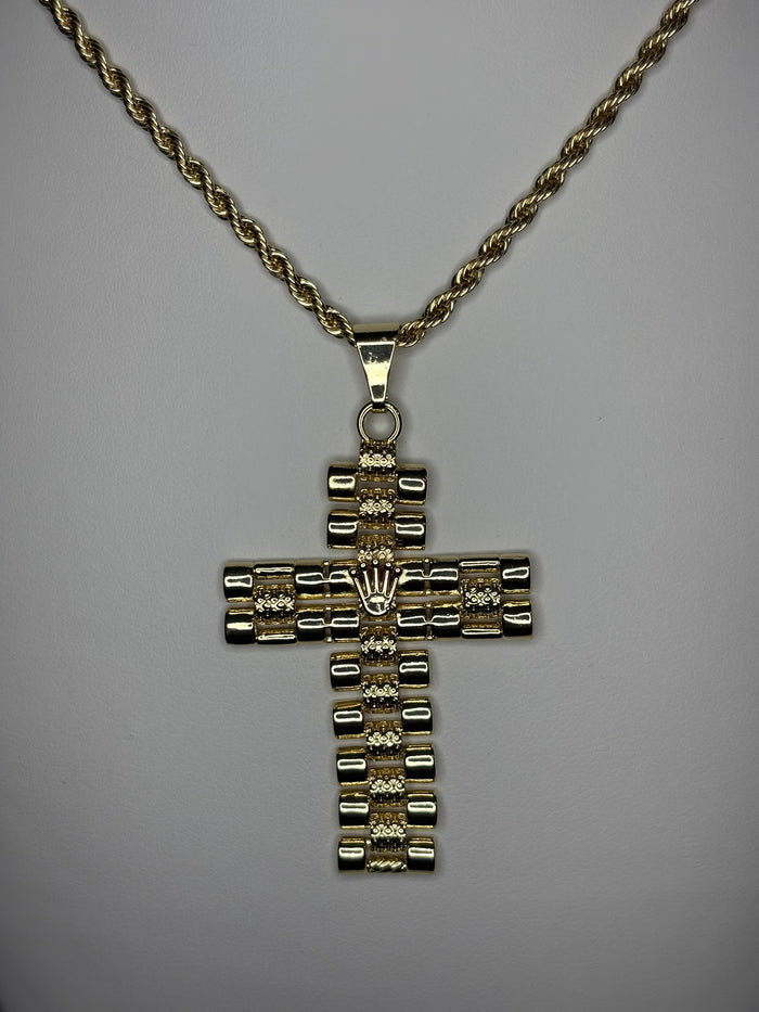 Rolly Crown Cross Necklace