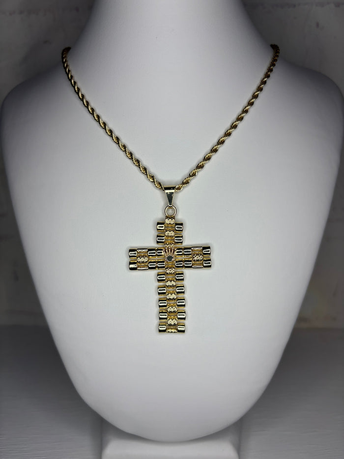 Rolly Crown Cross Necklace