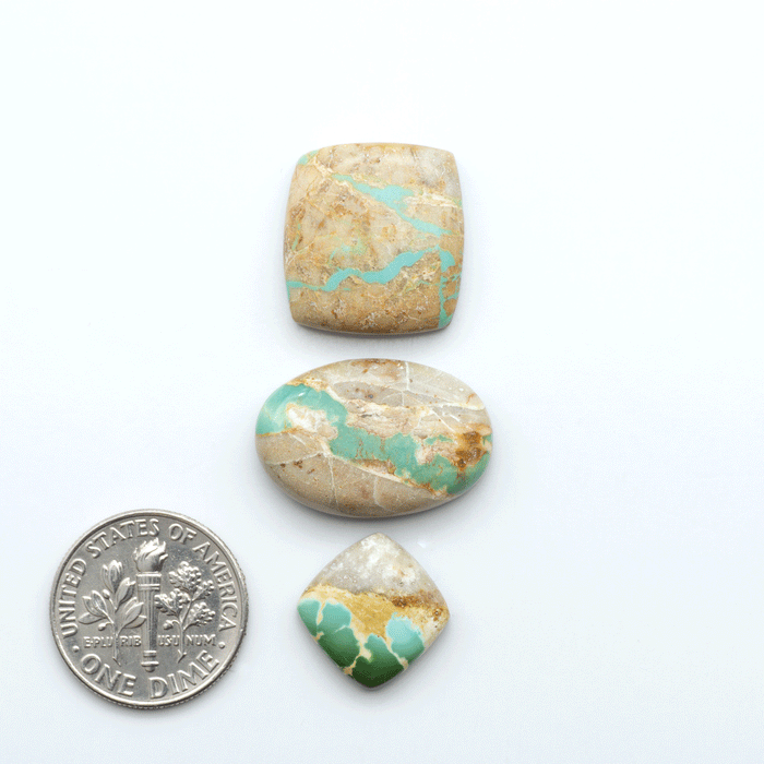 Royston Turquoise cabochons are famous for their distinctive matrix and unique green and blue hues, making them a favored option among jewelry designers.