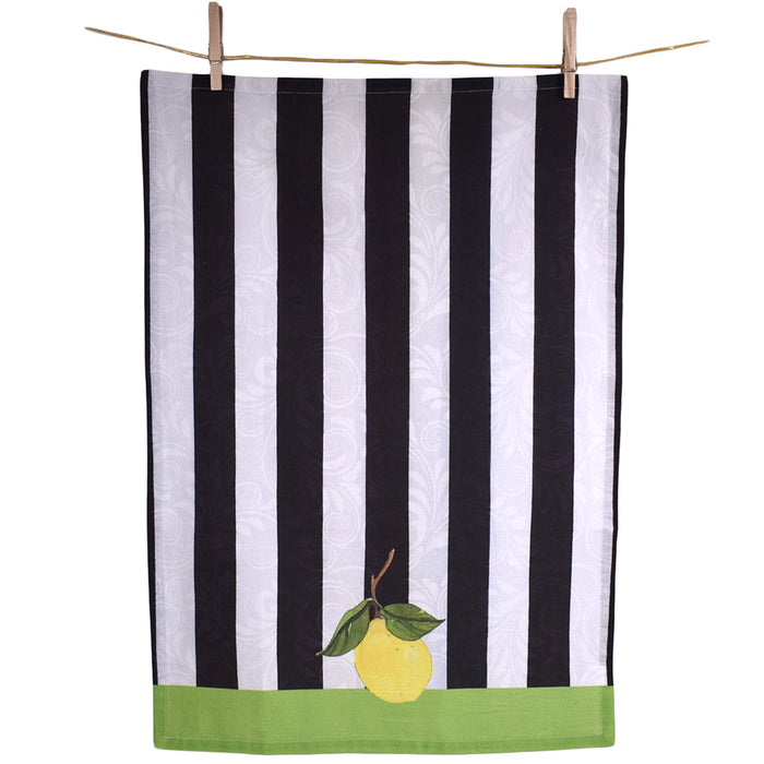 Sally Eckman Roberts Lemon Branch Stripe 100% Cotton Flour Sack Kitchen Towel