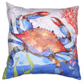 Sally Eckman Roberts Oceana Crab & Fish 17" Square Indoor Outdoor Throw Pillow