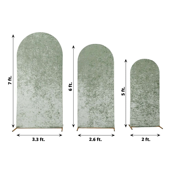 Set of three decorative arch mirrors in varying sizes on a white background.