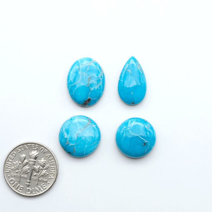 Sierra Bella Turquoise cabochons feature rich blue-green color and natural matrix variation. Ideal for silversmiths, jewelers, and custom jewelry designs.