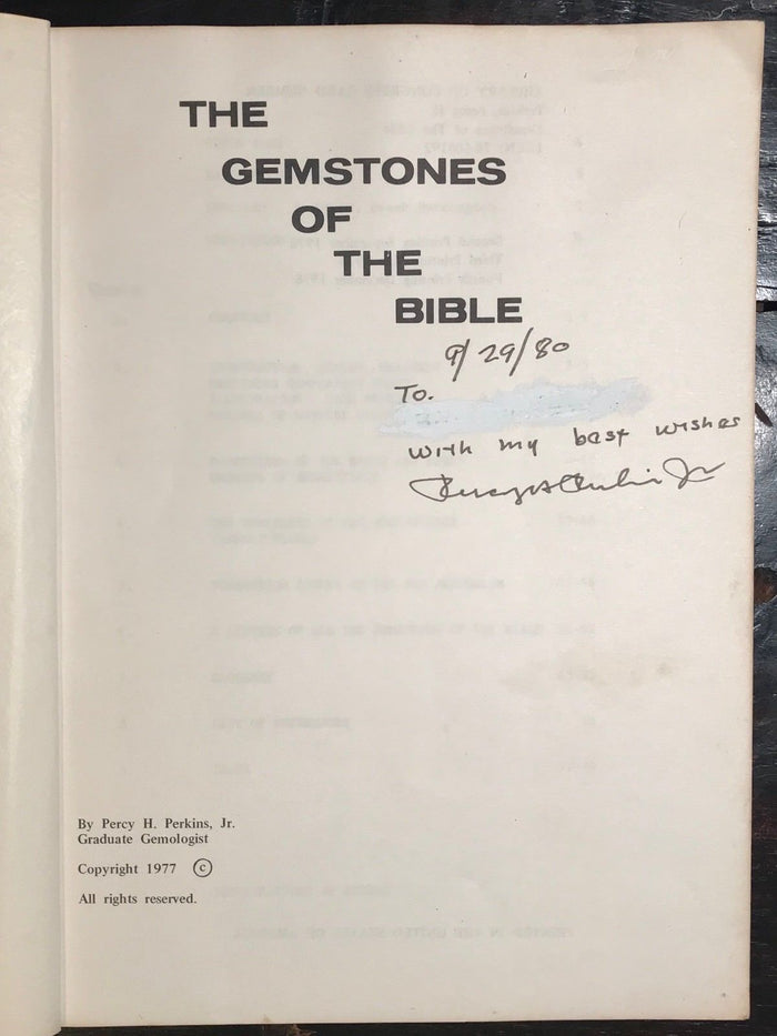 SIGNED - GEMSTONES OF THE BIBLE - PERCY PERKINS, 1978 - Biblical Gems Meanings