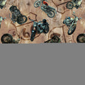 Single Layer Cotton Blanket - Historic Highway Motorcycles and Route 66 Signage Cotton