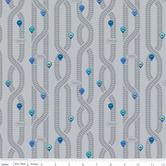 Single Layer Cotton Blanket - Thomas the Train Full Steam Ahead Key Locations Gray Cotton