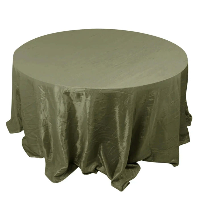 Olive green round tablecloth on a white background