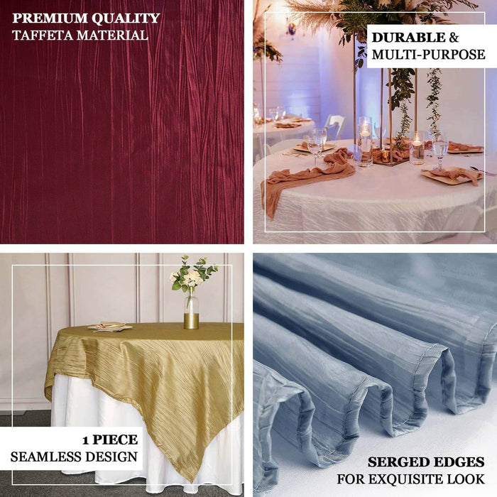 Premium quality taffeta tablecloths in various colors and designs for elegant decor.