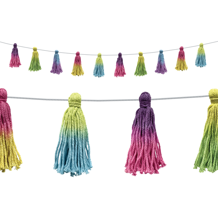 Teacher Created Tie-Dye Pom-Poms and Tassels Garland (TCR 8903)