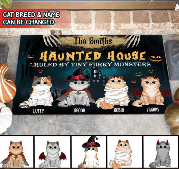 The Haunted House Ruled By Tiny Furry Monster - Personalized Doormat