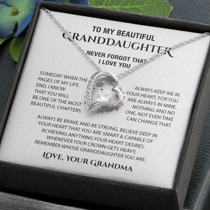To My Beautiful Granddaughter Love Knot Necklace From Grandma - Nothing And No One, Not Even Time Can Change That
