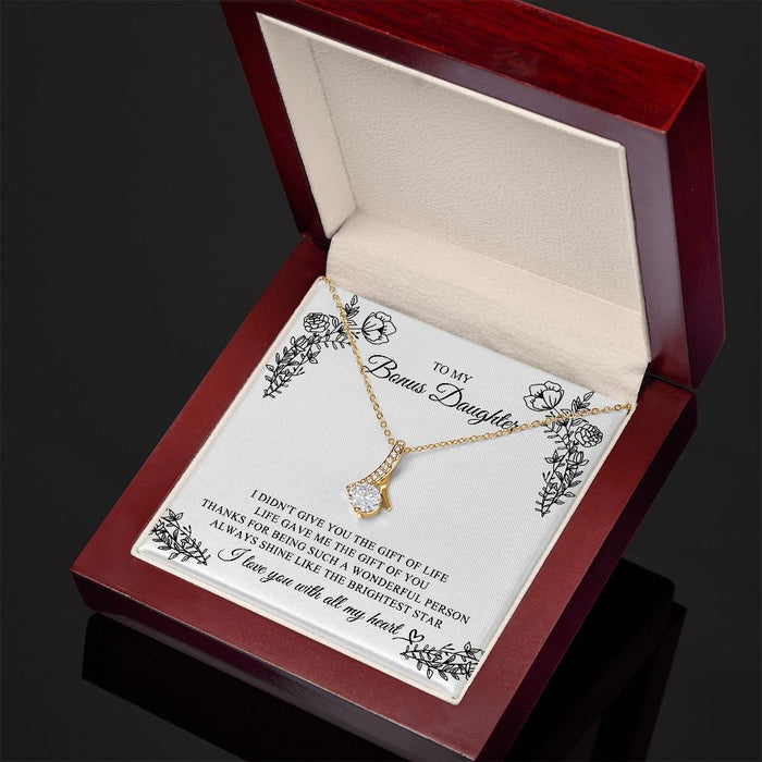 To My Bonus Daughter, Bonus Daughter Gift, Alluring Beauty Necklace, 14k White Gold Gift JWSN110762