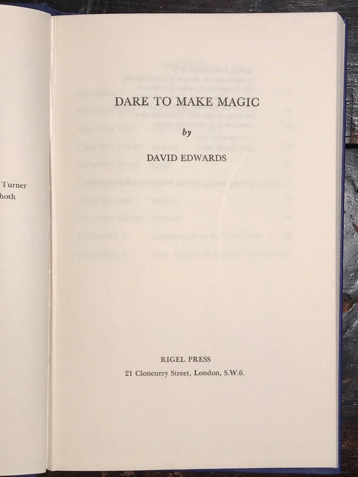 Very Rare DARE TO MAKE MAGIC David Edwards 1st/1st 1971 HC/DJ GOLDEN DAWN OCCULT