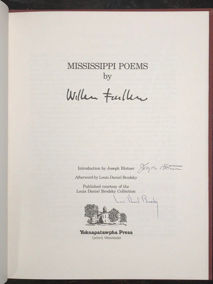 WILLIAM FAULKNER - MISSISSIPPI POEMS, LIMITED ED 301/500, 1979 - SIGNED
