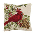 Winter Cardinal by Susan Winget 16" Square Hooked Wool Throw Pillow