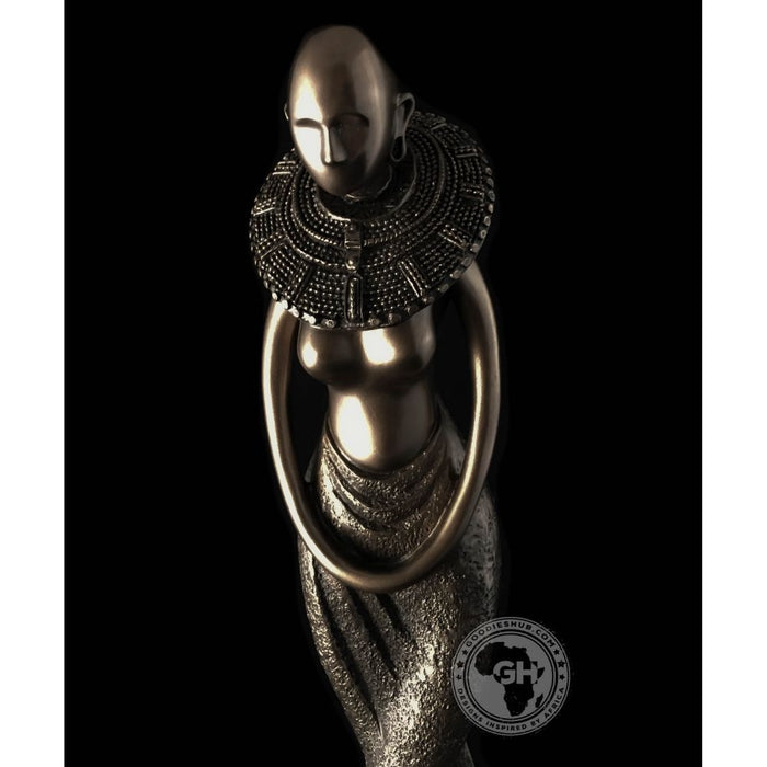 Woman Standing African Abstract Figurine Bronze Sculpture
