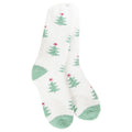 World's Softest women's sock with green Christmas tree pattern on a white background