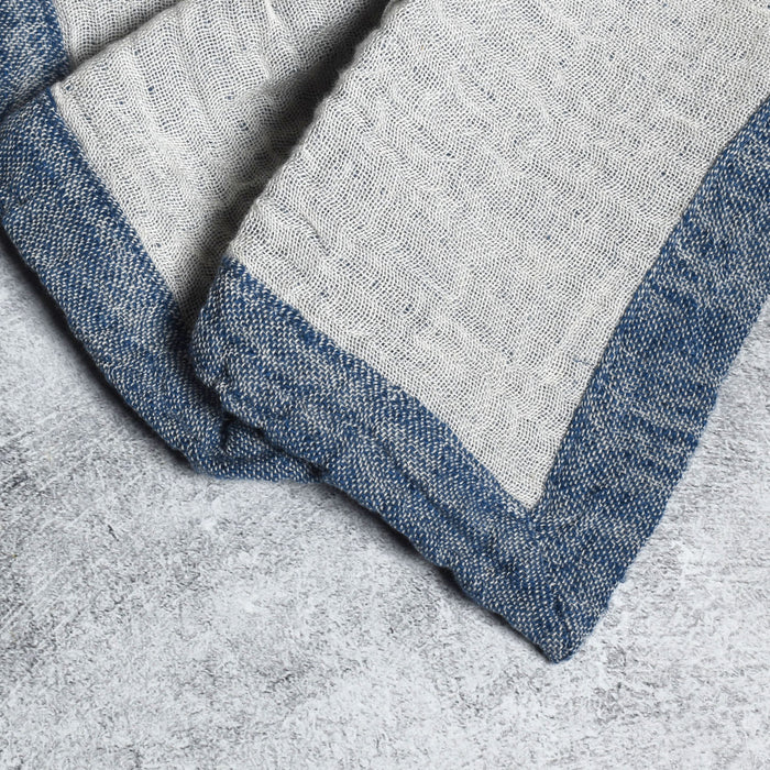 Woven Cotton and Linen Slub Cloth Napkins, 18" Square, Set of 4, Blue